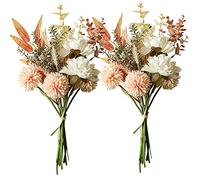 hanlongyu Fiori artificiali di seta di tarassaco per la decorazione della casa e matrimonio, 2 bouquet di fiori finti tavolo da pranzo centrotavola. Piante artificiali composizione di fiori di pesco