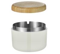 Hanlongyu, Posacenere per sigarette da esterno, con coperchio, in stile moderno, senza fumo, portacenere in plastica con rivestimento interno in acciaio inossidabile, casa, tavolo