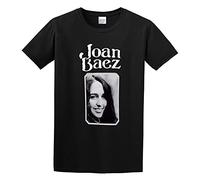 hanmeishi Joan Baez Poster Men's T-Shirt Unisex Black Cotton Print Tee Shirts S