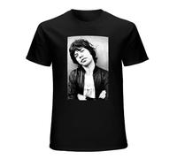 hanmeishi Mick Jagger Men's T-Shirt Unisex Black Cotton Print Tee Shirts L