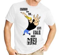 Hanna Barbera Johnny Bravo Lets Talk About Me! Men's t Shirt White XXL