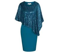 Hanna Nikole, Abito a tubino da donna, in chiffon, con mantella, per taglie forti, per cocktail party e feste formali, S