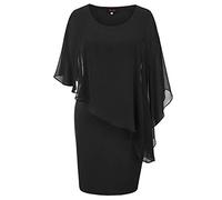 Hanna Nikole Abito da Cocktail Aderente Taglie Forti da Donna Abito da Cocktail in Chiffon con Cerniera Nero XL