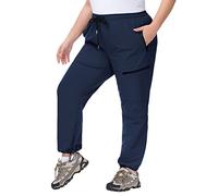 Hanna Nikole Taglie da donna Pantaloni cargo elasticizzati Pantaloni da trekking impermeabili con tasche con cerniera, blu navy, 58 Più