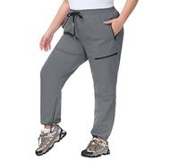 Hanna Nikole Taglie da donna Pantaloni cargo elasticizzati Pantaloni da trekking impermeabili con tasche con cerniera, Grigio scuro, 56 Di Più