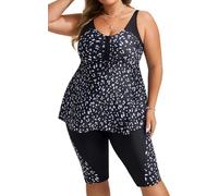 Hanna Nikole Tankini Costume da Bagno da Donna di Grandi Dimensioni Push Up Tankini Set in Due Pezzi Costume da Bagno Estivo a Vita Alta con Controllo della Pancia con Pantaloncini da Bagno