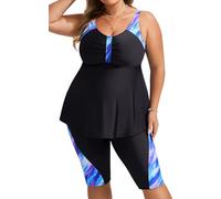 Hanna Nikole Tankini Costume da Bagno da Donna di Grandi Dimensioni Push Up Tankini Set in Due Pezzi Costume da Bagno Estivo a Vita Alta con Controllo della Pancia con Pantaloncini da Bagno