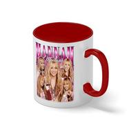 Hannah Montana Vintage Y2K Pop Star Collage Mug - 2000s Nostalgia Retro Coffee Cup Gift Bianco tazza di caffè con Red Rim & Handle Mug