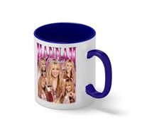 Hannah Montana Vintage Y2K Pop Star Collage Mug - 2000s Nostalgia Retro Coffee Cup Gift Bianco tazza di caffè con Blu Rim & Handle Mug