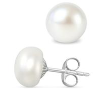 Hannah's Treasures - Orecchini in argento 925 da donna, con perle d'acqua dolce, 4 - 11 mm, 1 coppia, a forma di bouton, in argento 925, con perle in argento 925, 5 - 5,5 mm, Argento sterling, Perla
