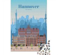Hannover Municipio Puzzle 1000 Pezzi per Adulti Carta Gioco di Puzzle 1000 Pezzi Edificio Relax Decorazione Regalo 70x50cm/1000pcs
