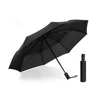 Hannstar Ombrello pieghevole da viaggio, rinforzato antivento, compatto, automatico, leggero, resistente e portatile, per uomini e donne, Nero , 110 cm