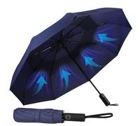 Hannstar Ombrello tascabile - Apertura e chiusura automatica - Piccolo, compatto, leggero, forte, antivento e resistente alle tempeste - Doppio baldacchino ventilato - per uomo e donna, Blu scuro, S