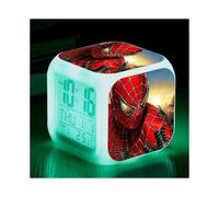 HANNTAOO Digital Alarm Clock for Kids, Spider-Man LED Clock with Thermometer, Night Light, 7 Color Changing - Compatible with HTNL#1615