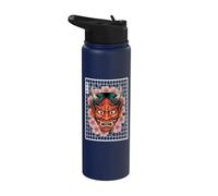 Hannya Oni Grid Devil Yokai - Maschera da tatuaggio giapponese con diavolo Stainless Steel Insulated Water Bottle