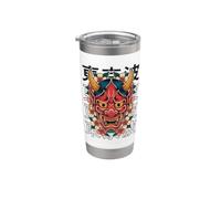 Hannya Oni Mask Devil Yokai - Maschera giapponese con tatuaggio demone Bicchiere termico in acciaio inox doppia parete