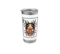 Hannya Oni Mask Devil Yokai - Maschera giapponese con tatuaggio demone Bicchiere termico in acciaio inox doppia parete