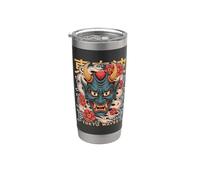Hannya Oni Mask Devil Yokai - Maschera giapponese con tatuaggio demone Bicchiere termico in acciaio inox doppia parete