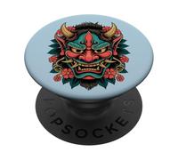Hannya Oni Mask Devil Yokai - Maschera giapponese con tatuaggio demone PopSockets PopGrip Adesivo