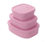 HanOaki 3 contenitori in silicone per snack, a prova di perdite, resistenti al calore, adatti per microonde, freezer, lavastoviglie, riutilizzabili, per scuola, campeggio, ufficio (set da 3 pezzi