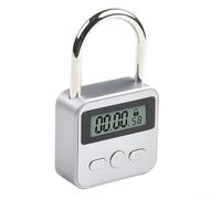 HanOaki Blocco timer in metallo con display LCD, multifunzione, elettronico, 99 ore, cronometraggio massimo in lega di zinco, lucchetto digitale intelligente per uso esterno (argento)