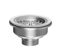 HanOaki Cestello per lavello in acciaio inox con filtro rimovibile per detriti alimentari e scarico estraibile in stile britannico, per uso in cucina con impianti idraulici di dimensioni standard (110