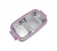 HanOaki Contenitore per il pranzo a 3 scomparti in acciaio inox con coperchi sigillati in silicone a prova di perdite e coperchio trasparente per l'organizzazione dei pasti (rosa)