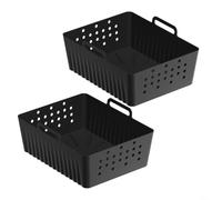 HanOaki Doppio cestino in silicone antiaderente, 2 pezzi, design perforato per SL400 SL401, promuove una distribuzione uniforme del calore e un facile rilascio degli alimenti (nero)