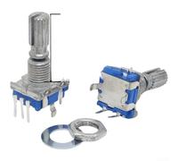HanOaki Half/Plum EC11 - Encoder rotativo digitale, 20 impulsi, pulsante integrato, regolazione di precisione a 360 gradi, corpo in metallo, blu, compatibile con elettronica industriale e fai da te