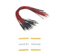 HanOaki Kit da 20 pezzi LED bianco caldo | Luci da 3 mm per modellismo ferroviario e layout | 12-18 V AC/DC, vista 120°, cavo da 20 cm con resistenze per progetti fai da te