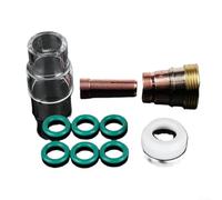 HanOaki Kit torcia per saldatura TIG, 10 pezzi, coppa trasparente per torce raffreddate ad aria WP-17/18/26, 2,4 mm, visibilità migliorata, risparmio di gas, facile montaggio per Rilon Jasic Mitech