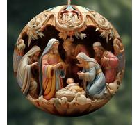 HanOaki Ornamento natalizio con effetto vetro colorato acrilico, per albero di Natale e esposizione stagionale (E ed E)