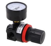 HanOaki Regolatore di pressione dell'aria regolabile con manometro per compressore d'aria, gamma 0,5-8,5 kgf/cm², 20-100 PSIG, porte femmina NPT da 1/4", configurazione a 4 porte per applicazioni