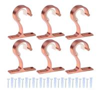 HanOaki Set di 6 staffe per asta per tende, ganci da soffitto per aste da 25-28 mm in 5 finiture, supporti per armadi, ganci per asciugamani e staffe per mensole (oro rosa)