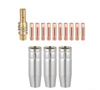HanOaki Set di accessori per saldatura MIG da 14 pezzi per torcia di saldatura MAG include 3 ugelli a gas conici, 10 ugelli di alimentazione da 09 mm, 1 diffusore in rame compatibile con AK15 e MB 15