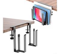 HanOaki Supporto per computer portatile, per ricarica e raffreddamento, per scrivania, con installazione senza fori, supporto in lega di alluminio per tablet e tastiera (nero)