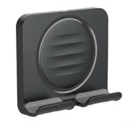 HanOaki Supporto rimovibile per telefono da doccia, supporto da parete per tablet e telefono, per vetro, specchio, superfici piastrellate, 19 cm, per bagno, cucina (nero)