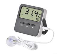 HanOaki Termometro digitale con allarme per temperatura alta e bassa, per ambienti interni ed esterni, con schermo grande e cavo sensore da 1 metro per un monitoraggio preciso (nero)