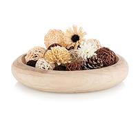 Hanobe Grande ciotola decorativa in legno: centrotavola rotondo in legno di paulonia per la decorazione della casa, 32 cm, ciotola per frutta naturale rustica per tavolino da caffè, vassoio