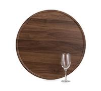 Hanobe Grande vassoio ottomano da portata: vassoio rotondo in legno impiallacciato di noce, vassoio decorativo per tavolino da caffè rustico grande tagliere per salumi casa colonica decorazione per la