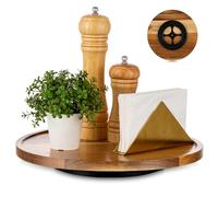 Hanobe Lazy Susan - Vassoio rotondo in legno di acacia, 30 cm, decorativo, per tavolino da caffè, decorazione da cucina, per bancone dell'armadio