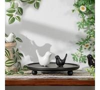 Hanobe Rialzo decorativo in legno: vassoio rotondo da esposizione per tavolino da caffè, centrotavola rustico nero per soggiorno, sala da pranzo, bagno, cucina, bancone 27,9 cm