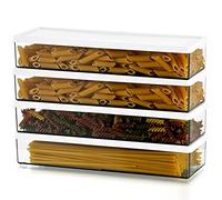 Hanobe Set di 4 scatole per spaghetti rettangolari in plastica ermetiche con coperchi per dispensa, cassetto, frigorifero, armadietti da cucina
