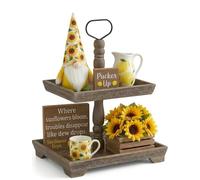 Hanobe Vassoio a più livelli per la decorazione della tavola: supporto da portata a 2 ripiani vassoio decorativo per caffetteria bar centrotavola rettangolare in legno espositore da cucina