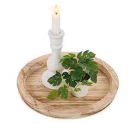 Hanobe Vassoio da portata in legno rustico: vassoio decorativo rotondo in legno rustico bianco centrotavola portacandele vassoio ottomano per decorazione bancone cucina decorazione domestica per