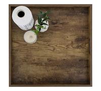 Hanobe Vassoio da portata per ottomano grande: vassoio rustico marrone tavolino da caffè quadrato 50 cm con manici per soggiorno - decorazione in legno extra oversize per feste in cucina