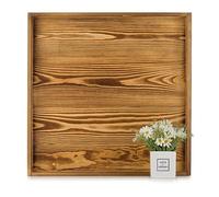 Hanobe Vassoio decorativo grande in legno, rettangolare, extra grande, in legno bruciato, con manico, piatto da portata XXL, per pouf, soggiorno, cucina, 55 cm