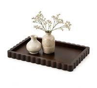 Hanobe Vassoio decorativo per tavolino da caffè marrone con bordo smerlato, 35,6 cm