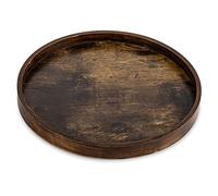 Hanobe Vassoio decorativo per tavolino da caffè: vassoio in legno marrone rotondo rustico vassoi in legno cerchio fattoria centrotavola portacandele per decorazioni per la casa ottomano soggiorno 30cm