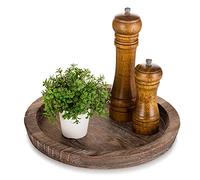 Hanobe Vassoio di Legno Rustico: Vassoio Portacandele Decorativo Rotondo Vintage Centerpiece Butler Trays Farmhouse Ottoman Tray for Decor Kitchen Countertop Accessories for Home Coffee Table